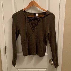 Divided Olive Green Top